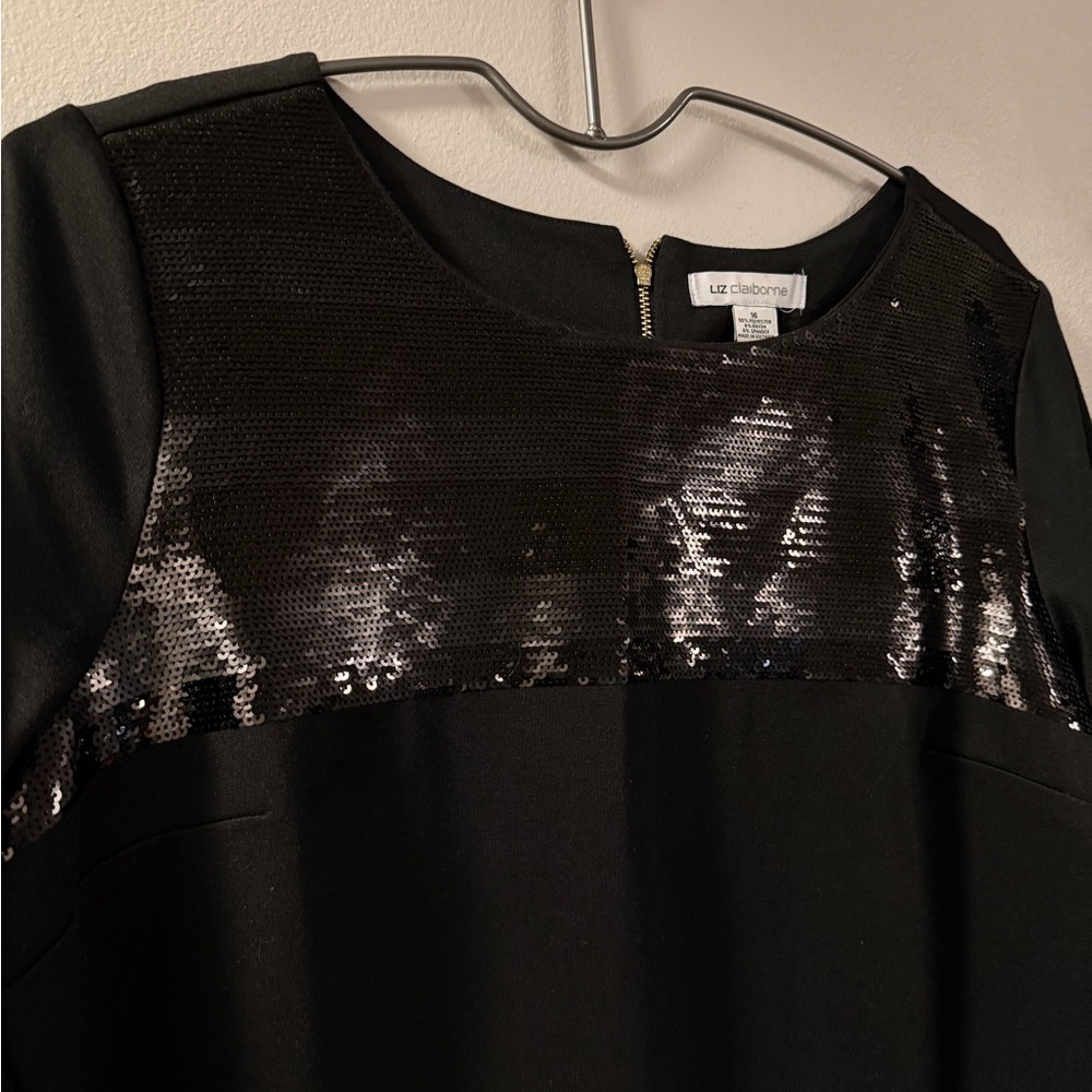 Liz Claiborne Shimmering Black Sequin accent dress